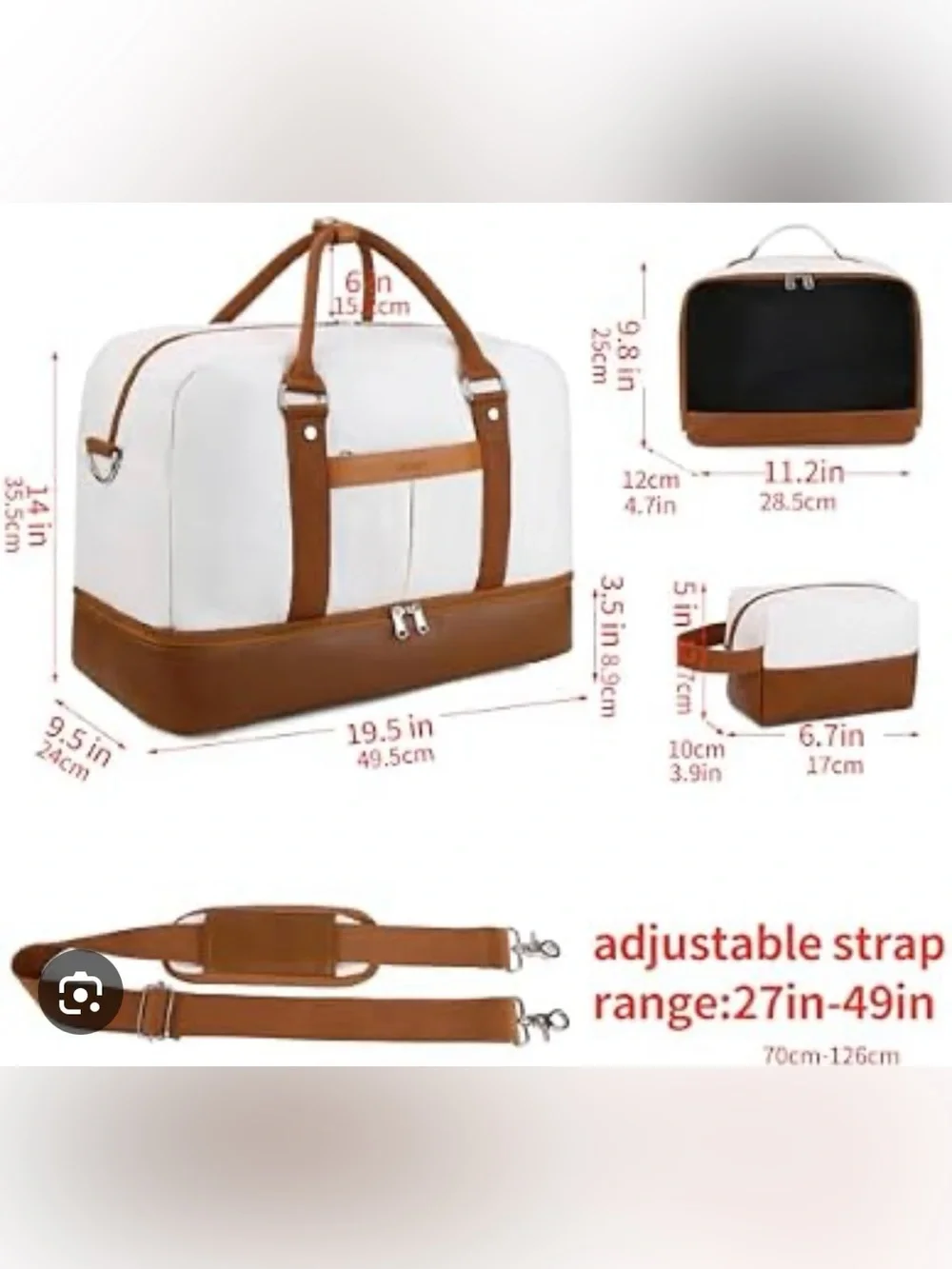 BOVIP Weekender Bag Overnight Large Canvas Travel Duffel Bag 3 Piece Set Carryon
